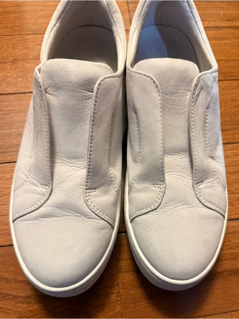 Minimalist Slip-On Leather Sneakers in Light Gray by J/Slides.